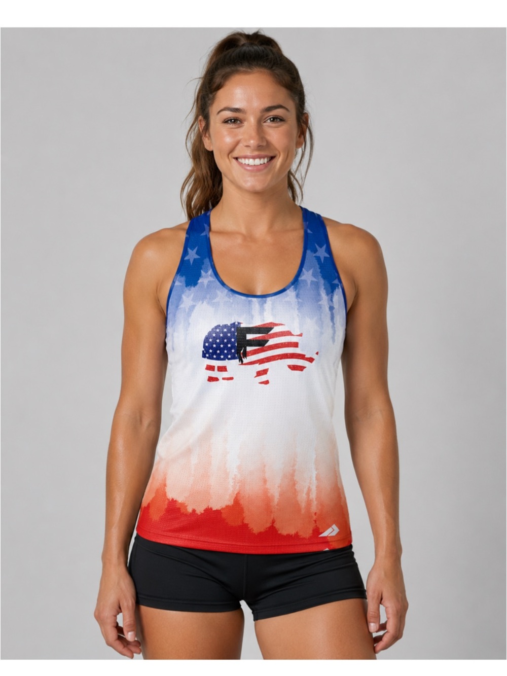Women's Patriotic Gradient Racerback Tank Top in Red, White & Blue